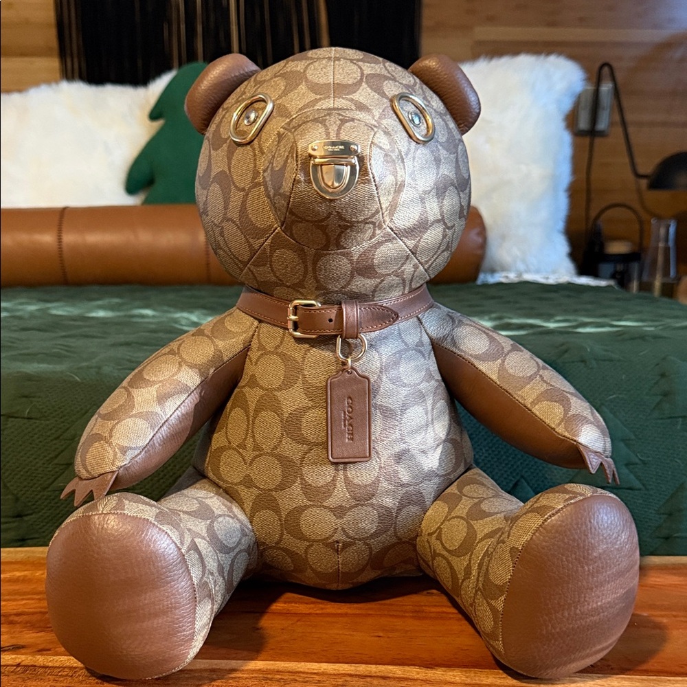 Coach Signature Pattern Brown Bear Doll